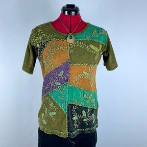 Y2K Hippie Patchwork Tee Shirt